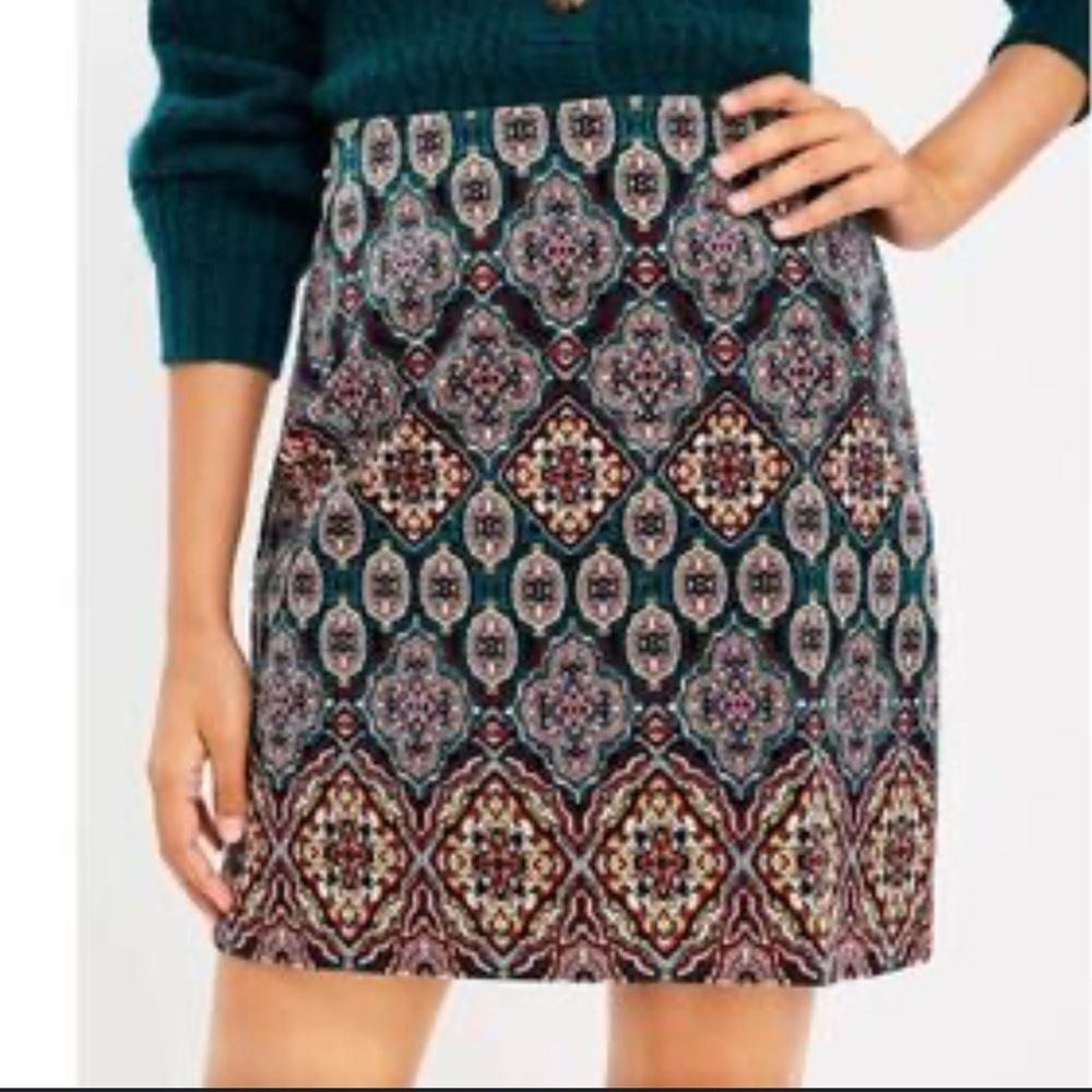 Loft Women’s Cotton Modal Colorful Corduroy Printed Mini Skirt Size 4